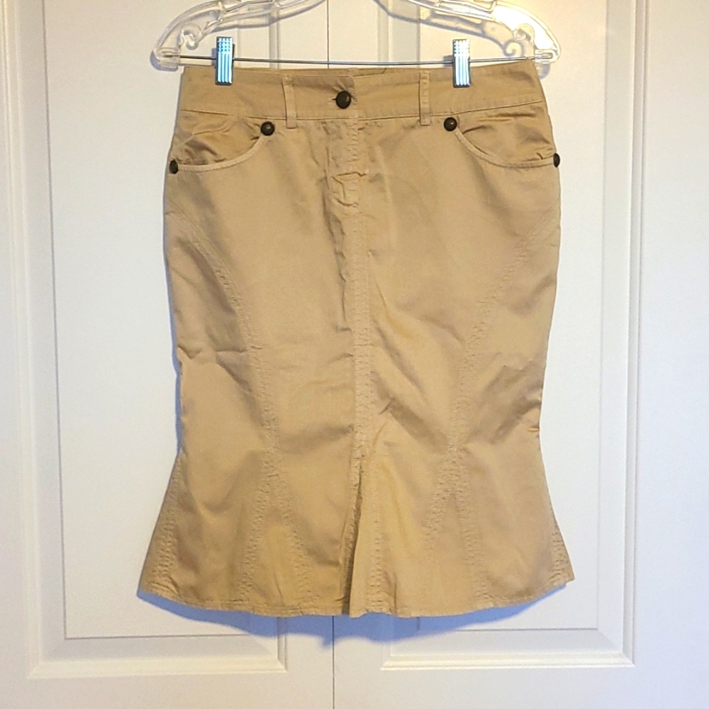 Just Cavalli Tan Knee-Length Flared Skirt
